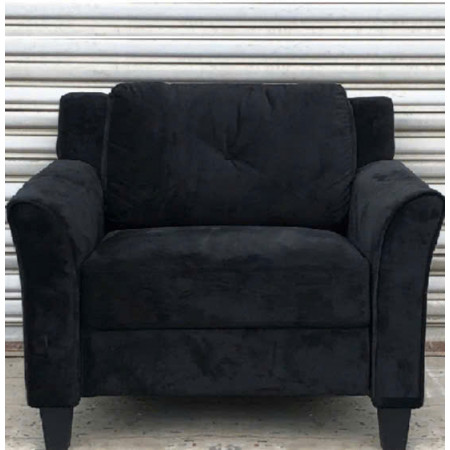 Life Black : Ghế Sofa Đơn Với Tay Vịn Cong, Vải Màu Đen